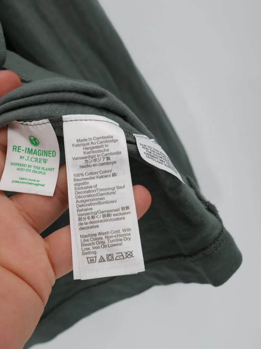 NWT J Crew Shirt Mens Large Garment Dyed Slub Cotton Henley Long Sleeve Green
